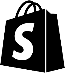 shopify logo, schwarz-weiss